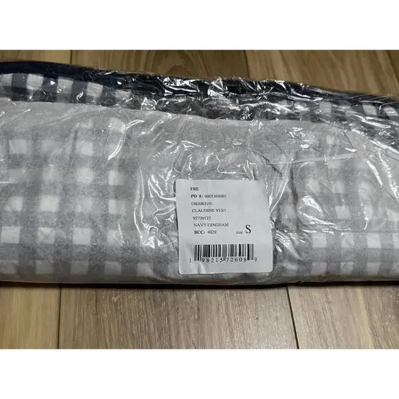 NWT! Free People Claudine Quilted Vest in Navy Gingham Size Small - Picture 2 of 5